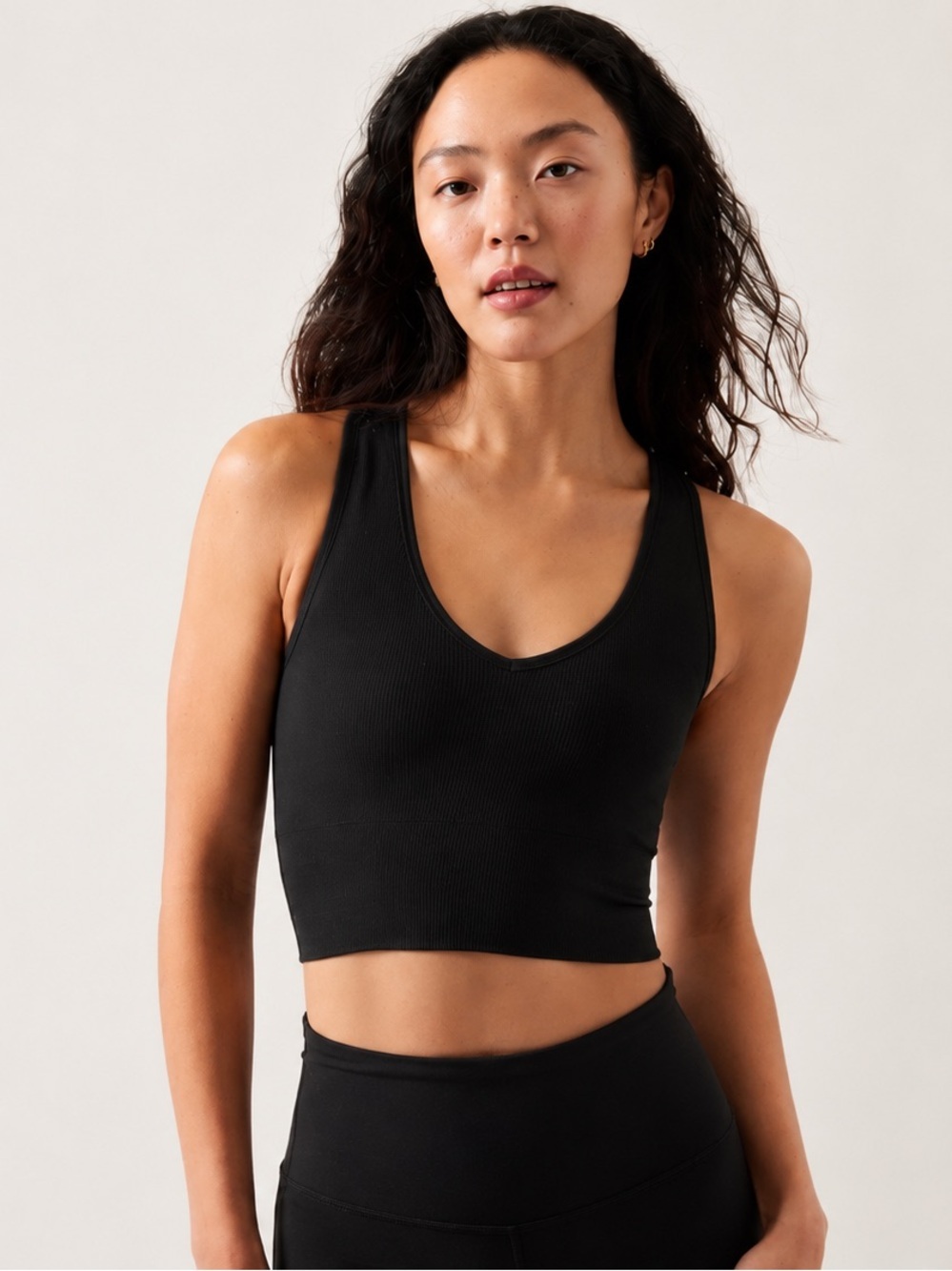 Athleta Aurora Seamless Crop Ribbed Tank XS Black